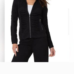 LIVERPOOL Ruched Moto Utility Jacket Black Size XS